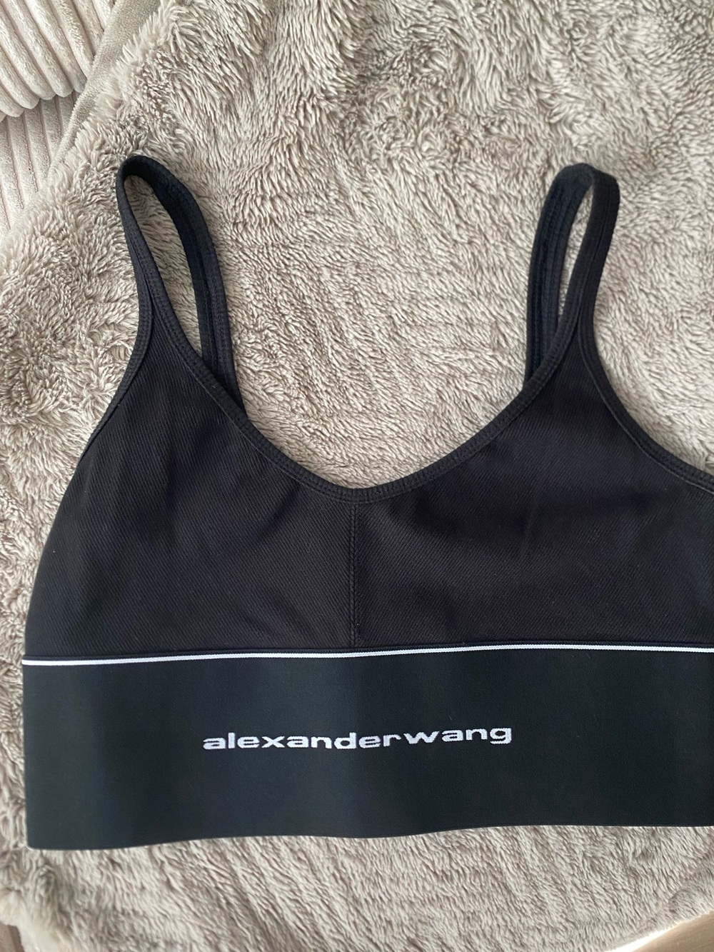 Alexander Wang Black Logo Elastic-Band Sports Bralette